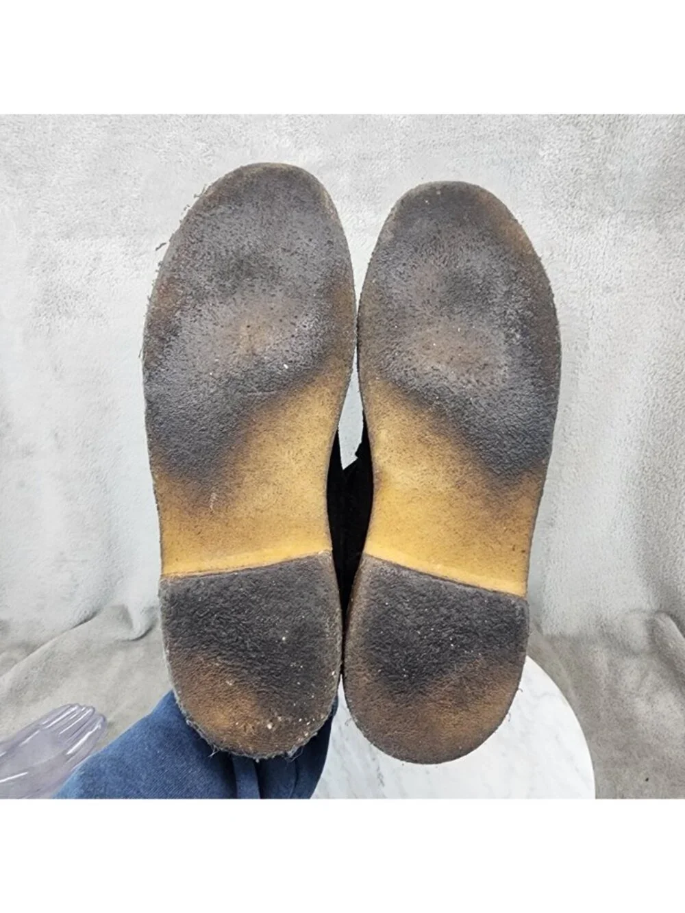 Clarks Shoes Mens Size 12 Navy Blue Suede Crepe Rubber Sole Chukka Boots *Read*